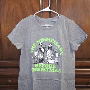 Old Navy Gray Kids T-Shirt with Green 'The Nightmare Before Christmas' Design